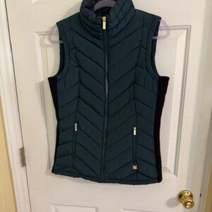 Calvin Klein NWOT Hunter Green Puffer Vest with Knit Side Panels Quilted Sz S